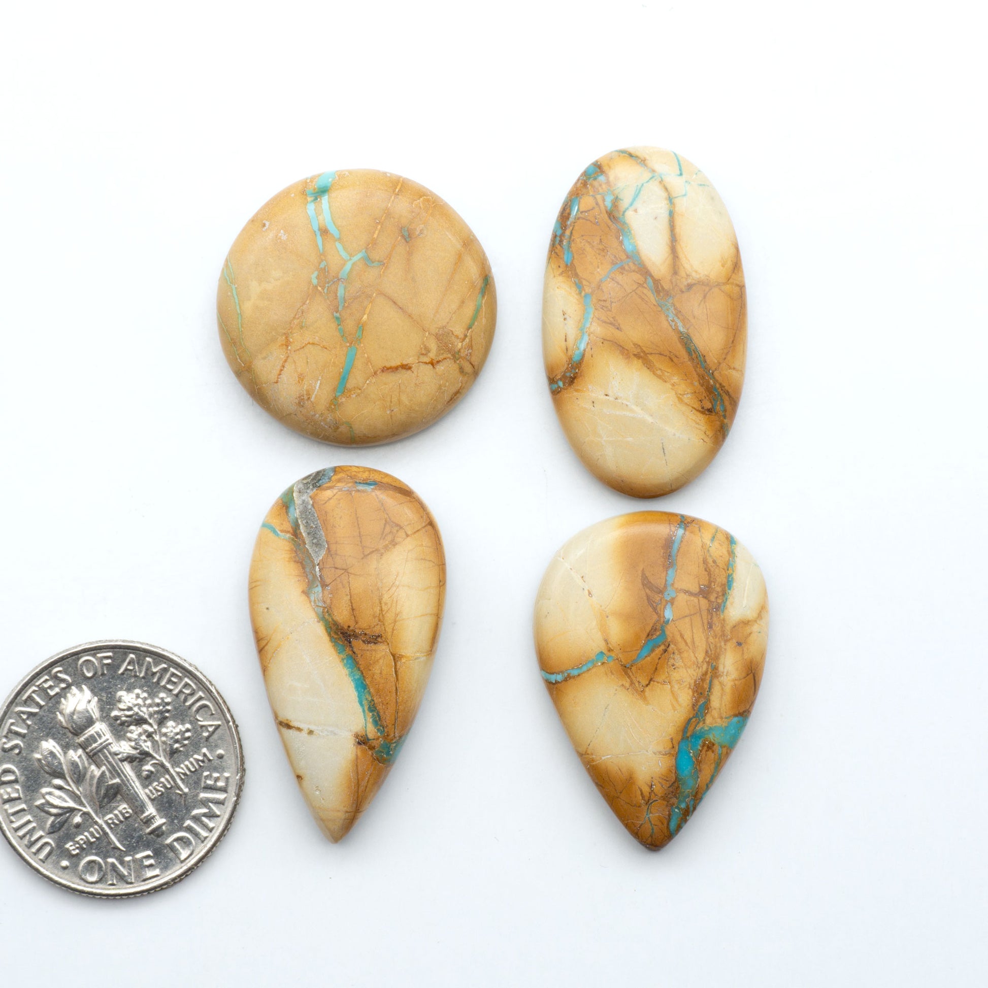 These Crow Springs Ribbon Turquoise Cabochons have a rich color and matrix that are sure to add a unique touch to a variety of jewelry pieces.