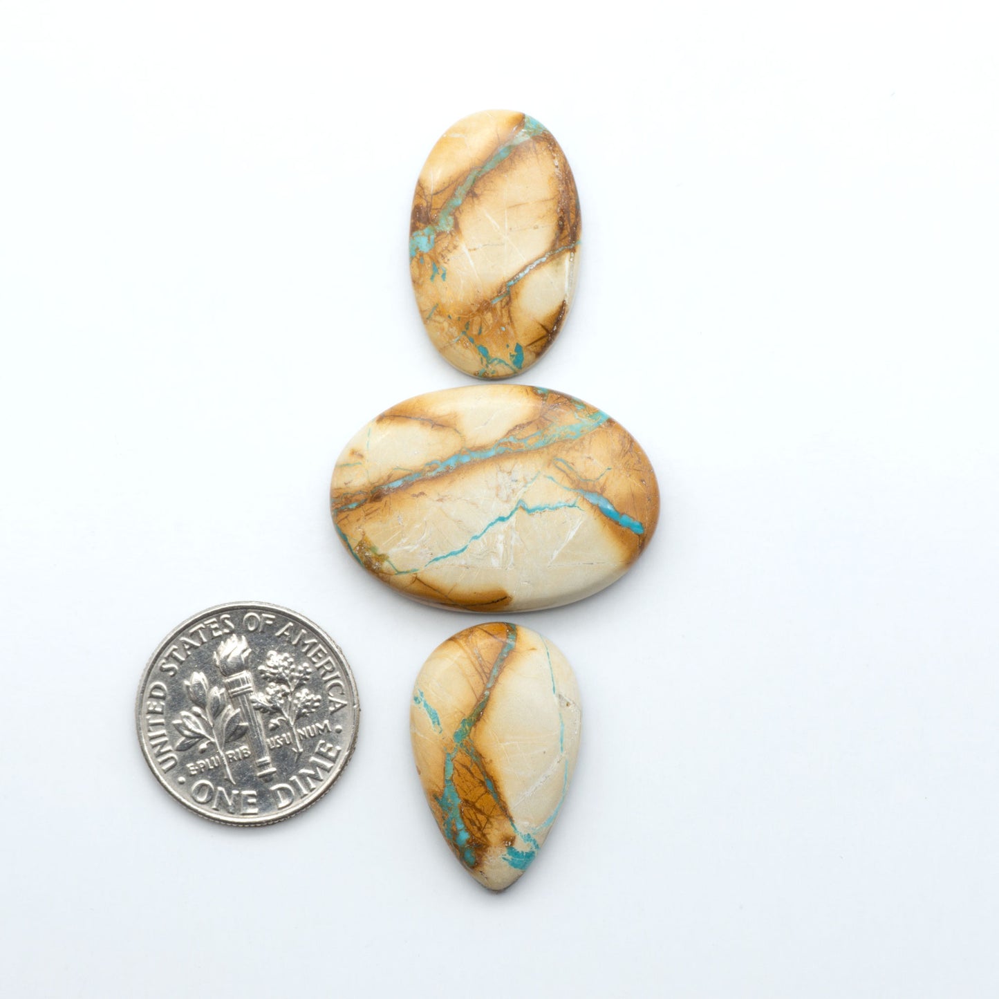 These Crow Springs Ribbon Turquoise Cabochons have a rich color and matrix that are sure to add a unique touch to a variety of jewelry pieces.