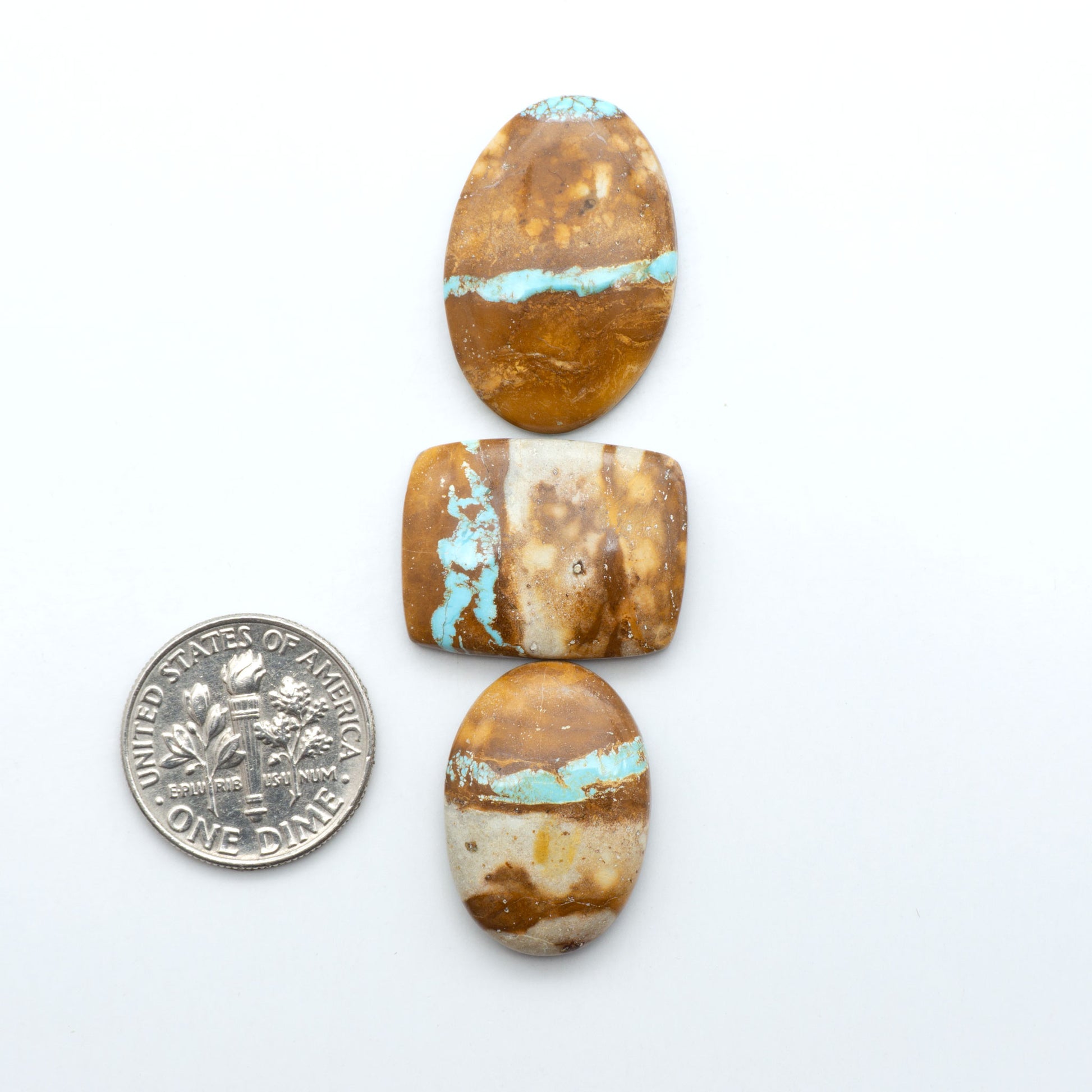 These Crow Springs Ribbon Turquoise Cabochons have a rich color and matrix that are sure to add a unique touch to a variety of jewelry pieces.