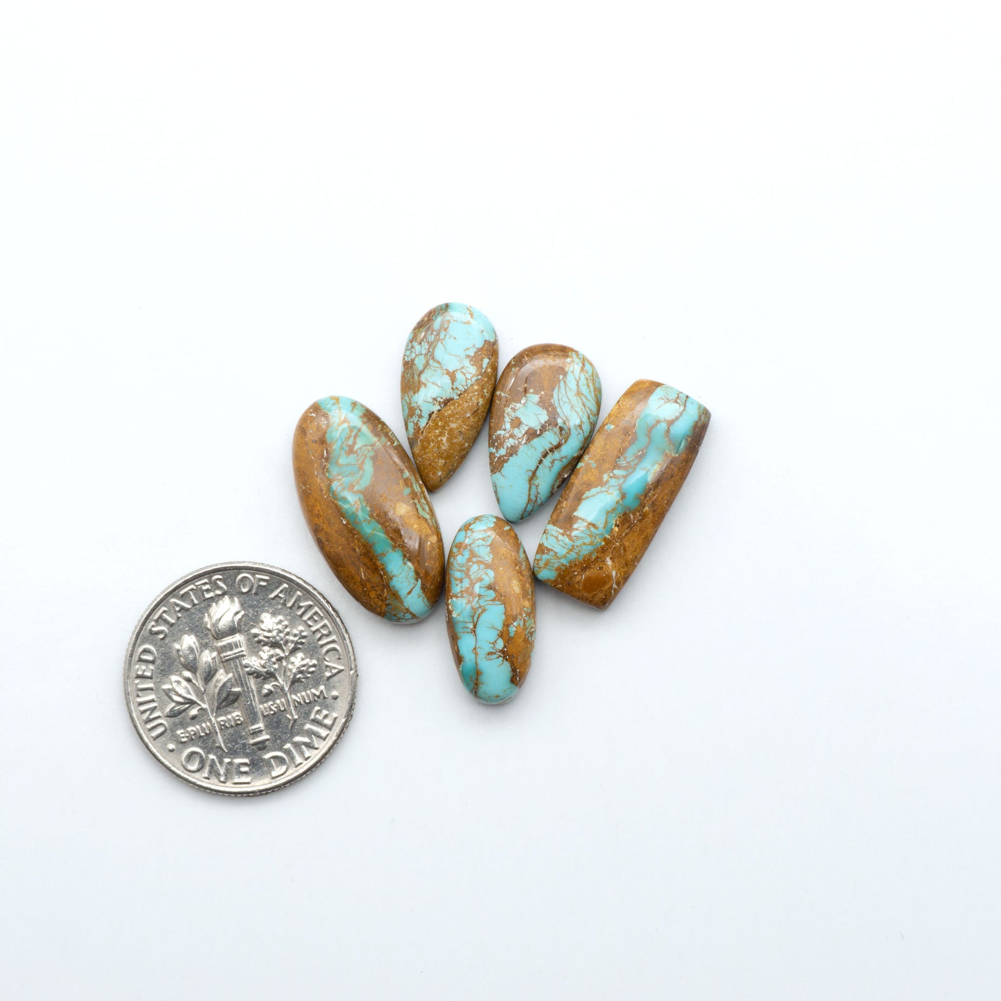 These Crow Springs Ribbon Turquoise Cabochons have a rich color and matrix that are sure to add a unique touch to a variety of jewelry pieces.