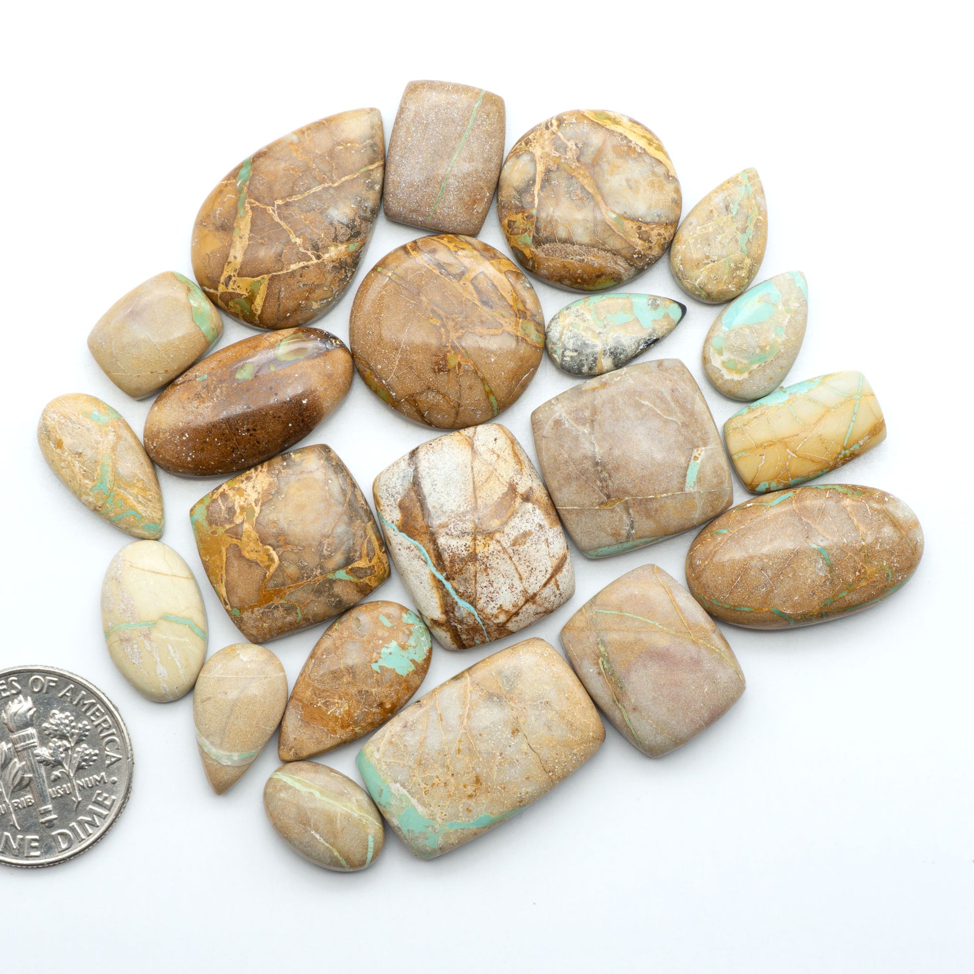 These Crow Springs Ribbon Turquoise Cabochons have a rich color and matrix that are sure to add a unique touch to a variety of jewelry pieces.