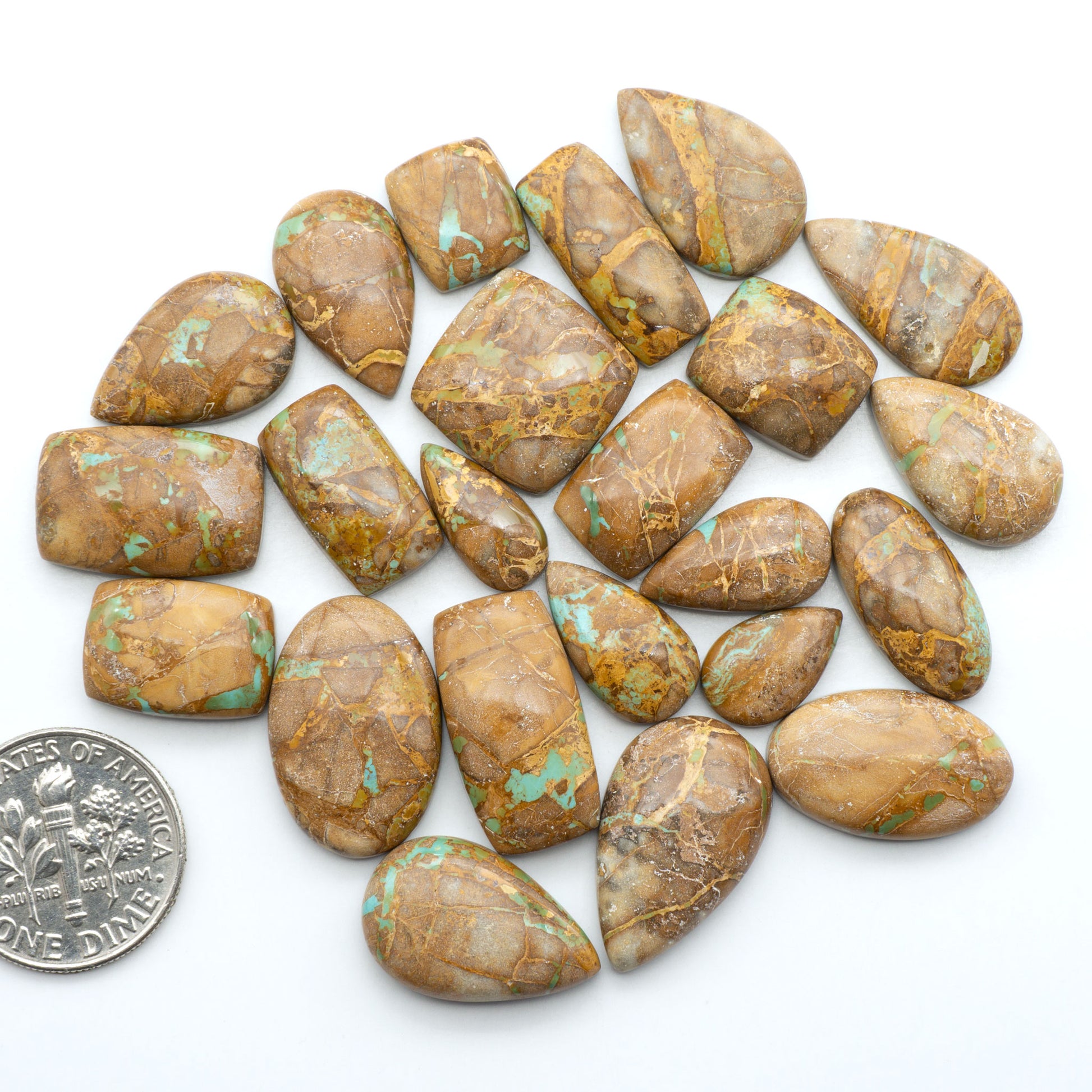 These Crow Springs Ribbon Turquoise Cabochons have a rich color and matrix that are sure to add a unique touch to a variety of jewelry pieces.