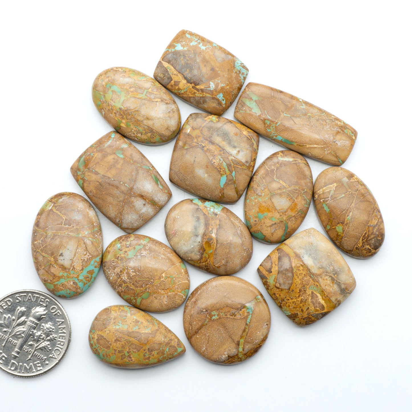 These Crow Springs Ribbon Turquoise Cabochons have a rich color and matrix that are sure to add a unique touch to a variety of jewelry pieces.