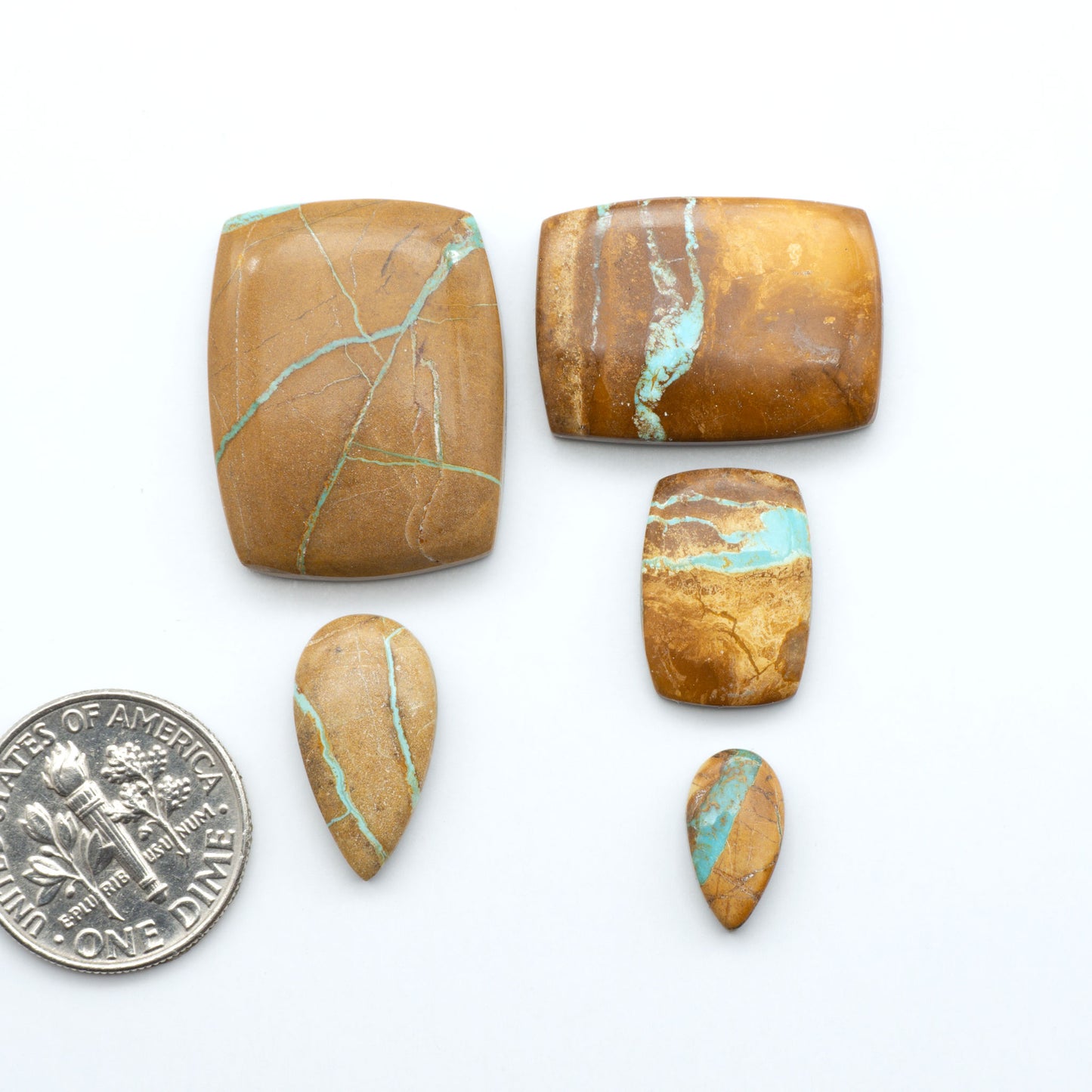 These Crow Springs Ribbon Turquoise Cabochons have a rich color and matrix that are sure to add a unique touch to a variety of jewelry pieces.