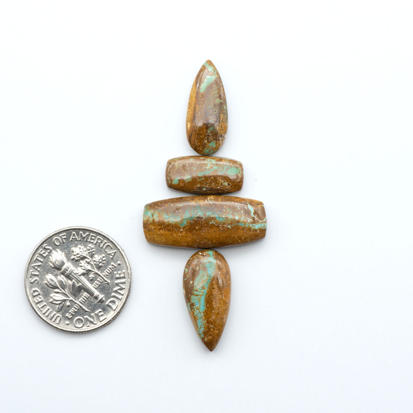 These Crow Springs Ribbon Turquoise Cabochons have a rich color and matrix that are sure to add a unique touch to a variety of jewelry pieces.