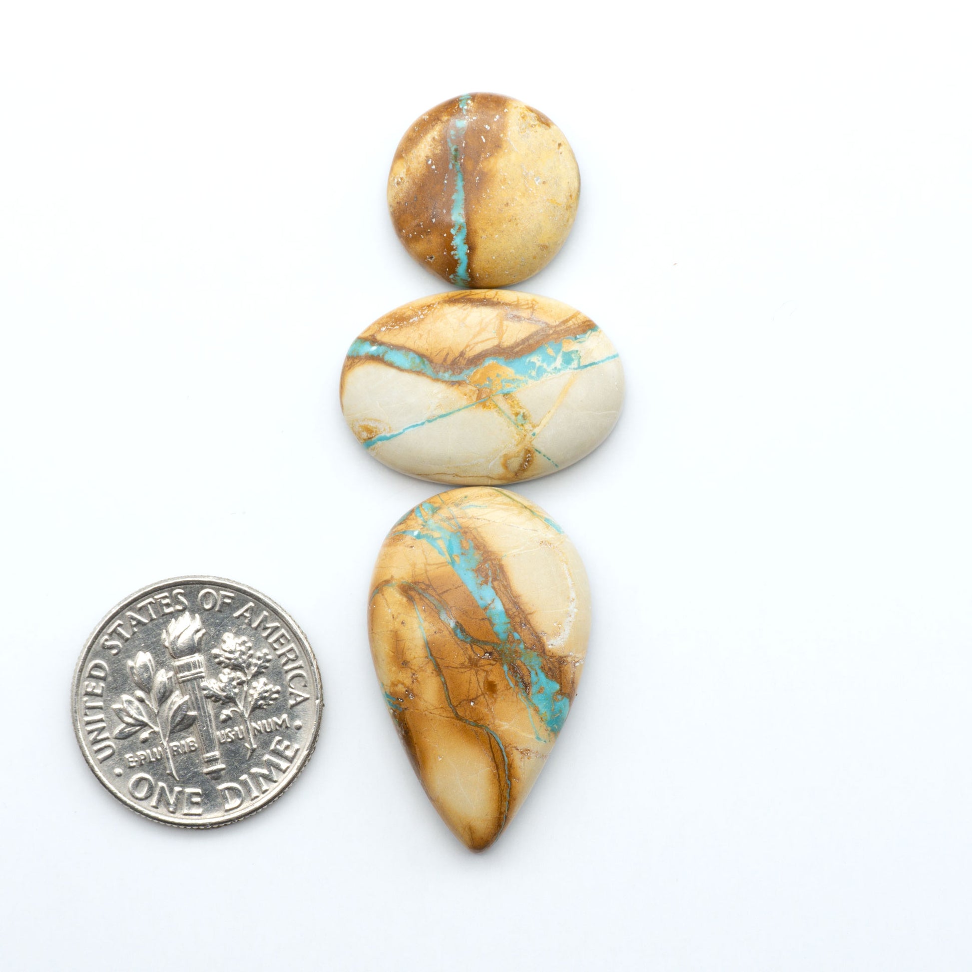 These Crow Springs Ribbon Turquoise Cabochons have a rich color and matrix that are sure to add a unique touch to a variety of jewelry pieces.