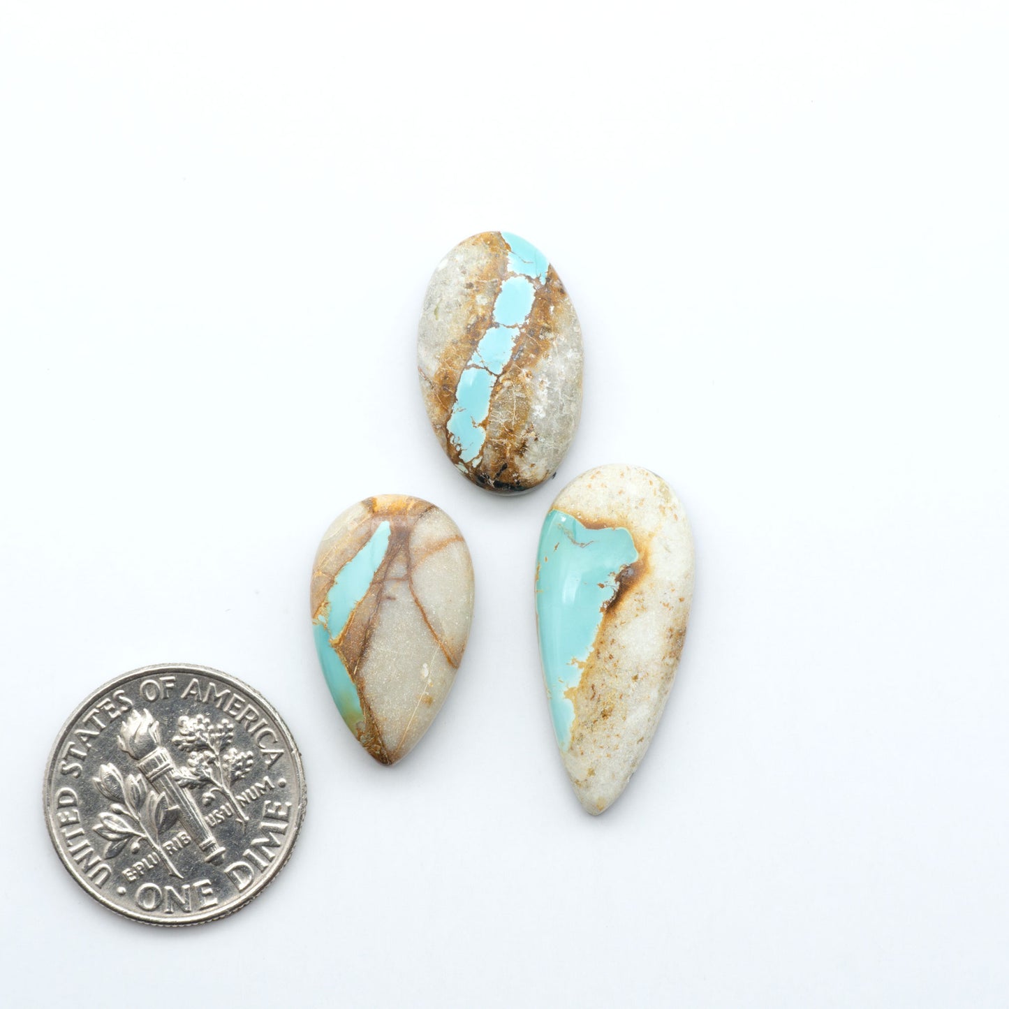 These Crow Springs Ribbon Turquoise Cabochons have a rich color and matrix that are sure to add a unique touch to a variety of jewelry pieces.