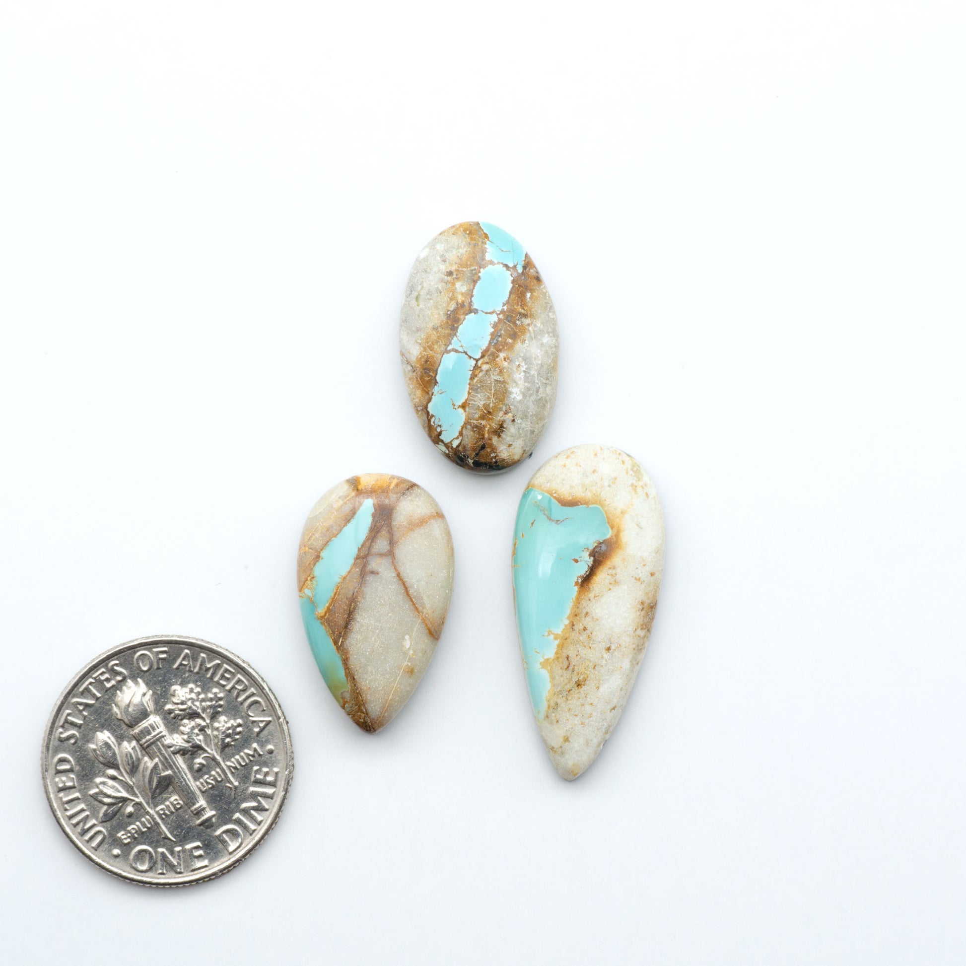 These Crow Springs Ribbon Turquoise Cabochons have a rich color and matrix that are sure to add a unique touch to a variety of jewelry pieces.