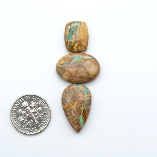 These Crow Springs Ribbon Turquoise Cabochons have a rich color and matrix that are sure to add a unique touch to a variety of jewelry pieces.
