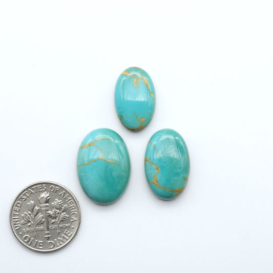 Experience the beauty of Turquoise Mountain Cabochons. With their distinctive blue and green color, these gemstones are perfect for any jewelry piece.