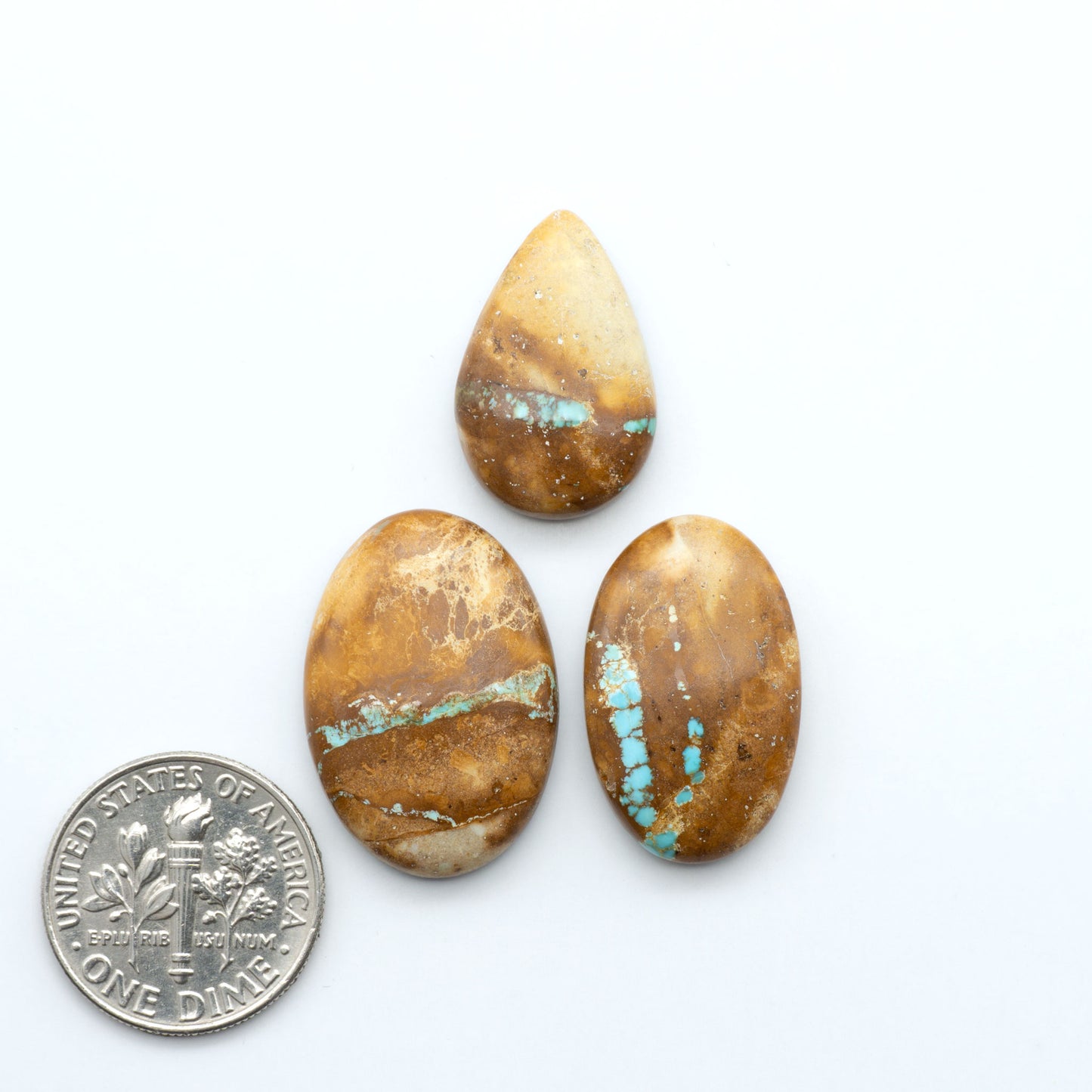 These Crow Springs Ribbon Turquoise Cabochons have a rich color and matrix that are sure to add a unique touch to a variety of jewelry pieces.