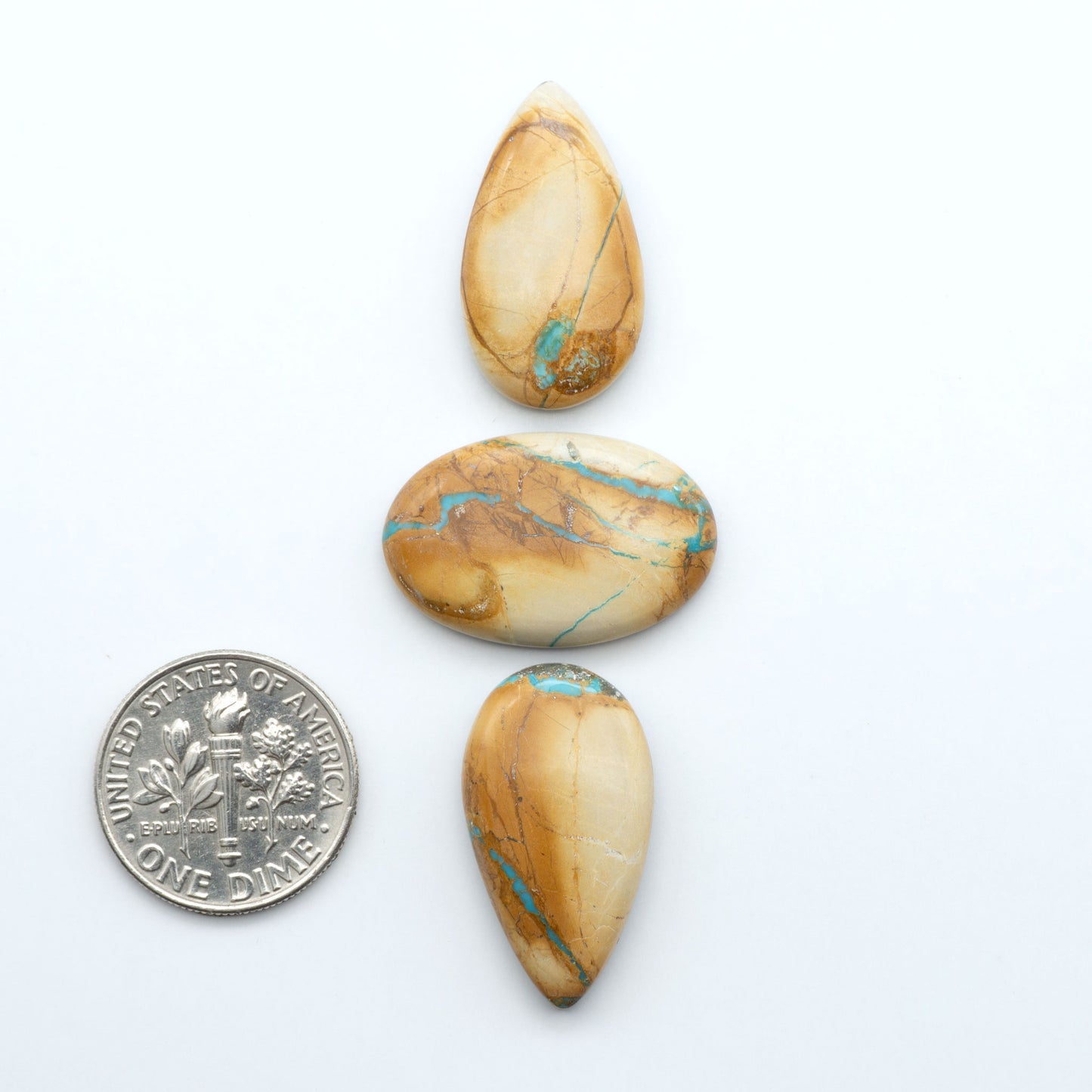 These Crow Springs Ribbon Turquoise Cabochons have a rich color and matrix that are sure to add a unique touch to a variety of jewelry pieces.