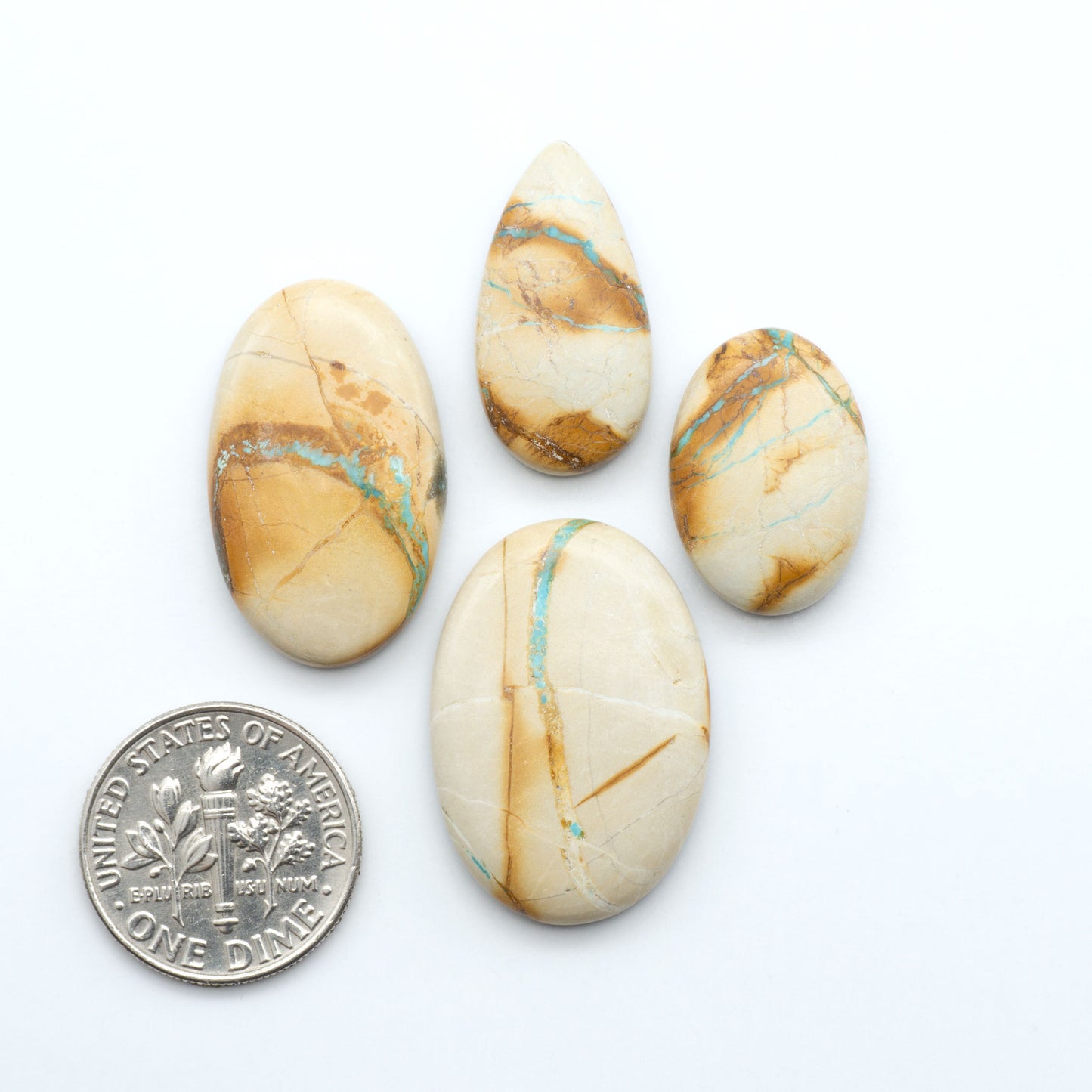 These Crow Springs Ribbon Turquoise Cabochons have a rich color and matrix that are sure to add a unique touch to a variety of jewelry pieces.