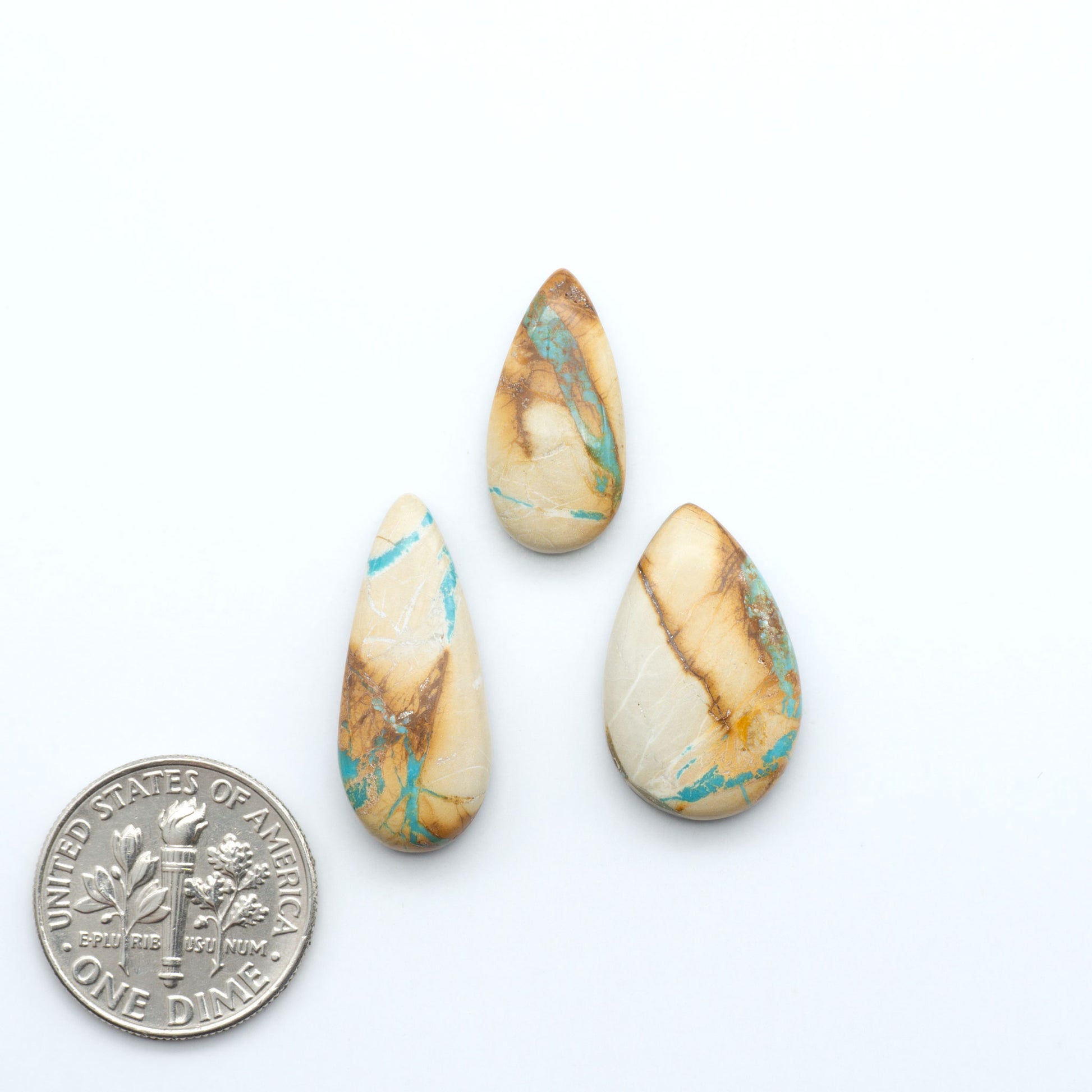 These Crow Springs Ribbon Turquoise Cabochons have a rich color and matrix that are sure to add a unique touch to a variety of jewelry pieces.