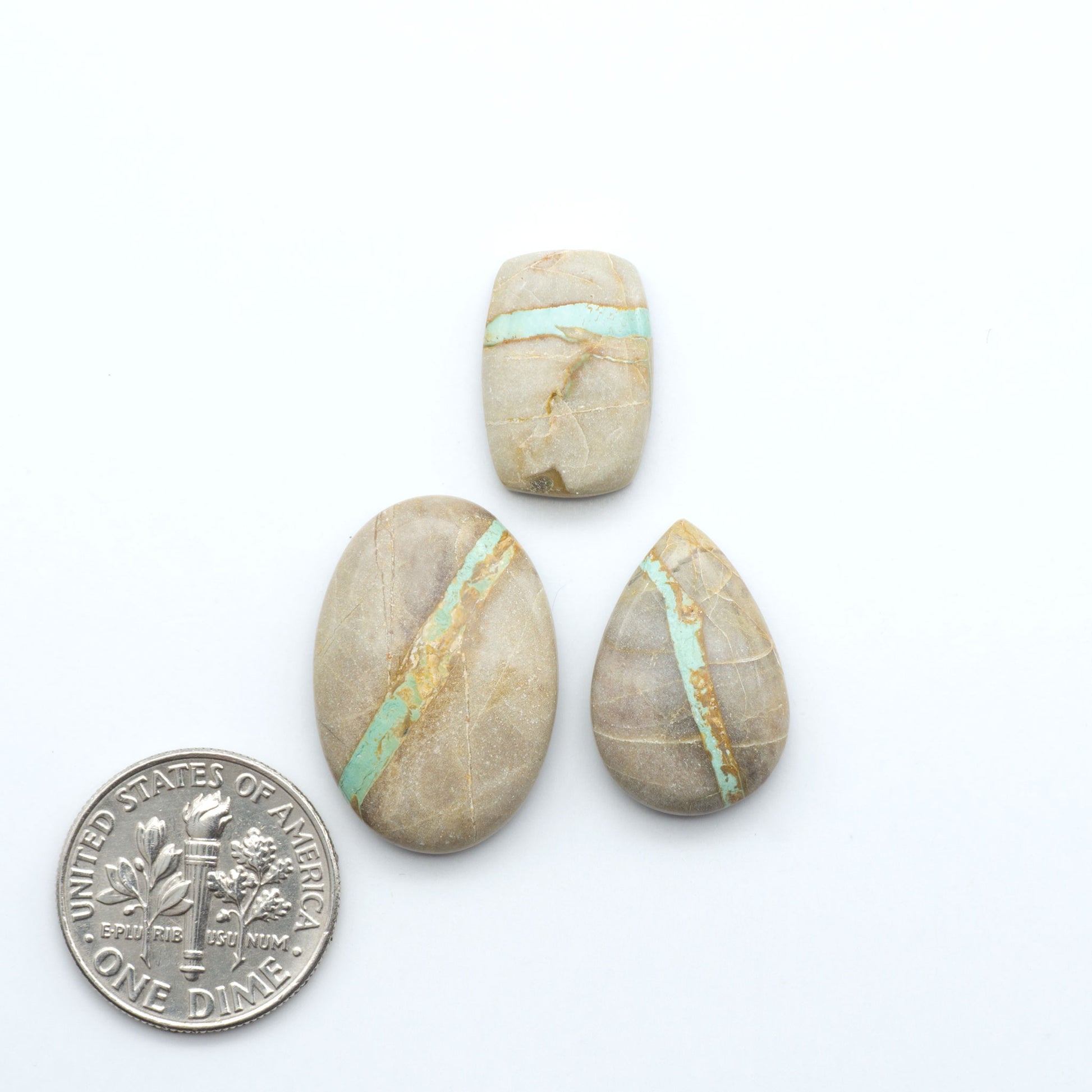 These Crow Springs Ribbon Turquoise Cabochons have a rich color and matrix that are sure to add a unique touch to a variety of jewelry pieces.
