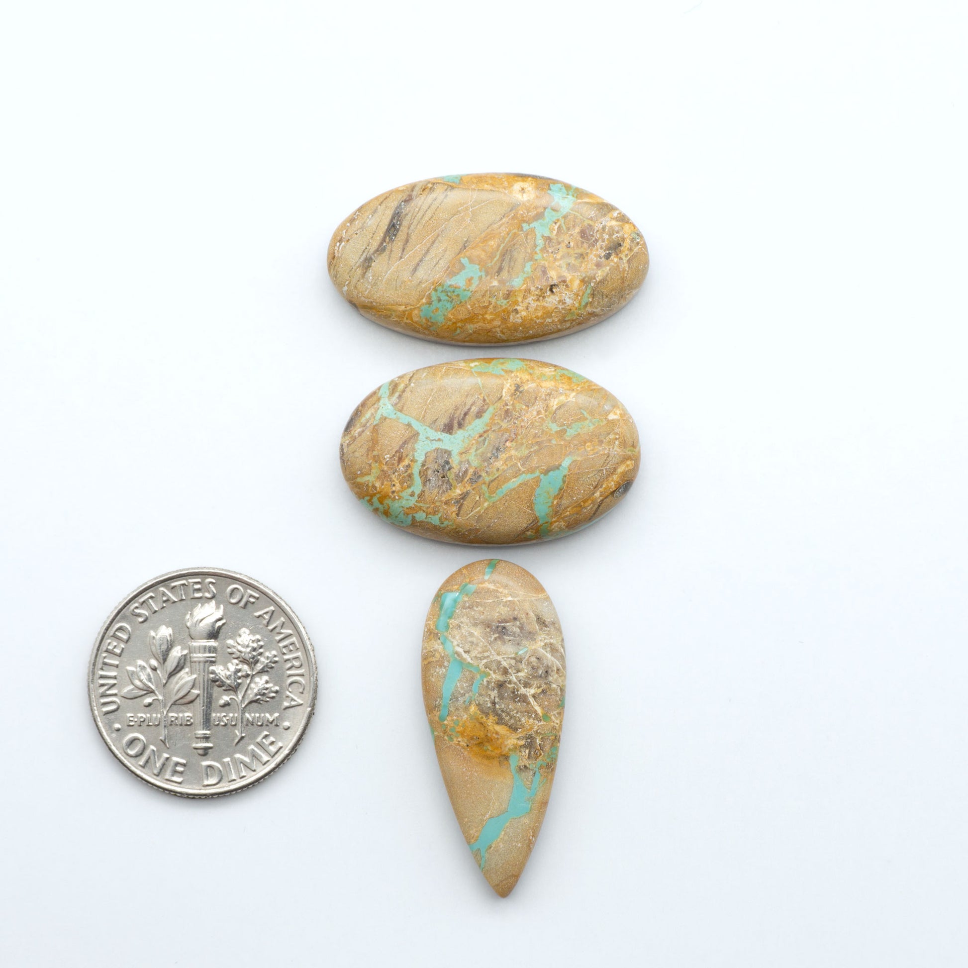 These Crow Springs Ribbon Turquoise Cabochons have a rich color and matrix that are sure to add a unique touch to a variety of jewelry pieces.