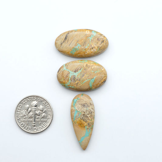 These Crow Springs Ribbon Turquoise Cabochons have a rich color and matrix that are sure to add a unique touch to a variety of jewelry pieces.
