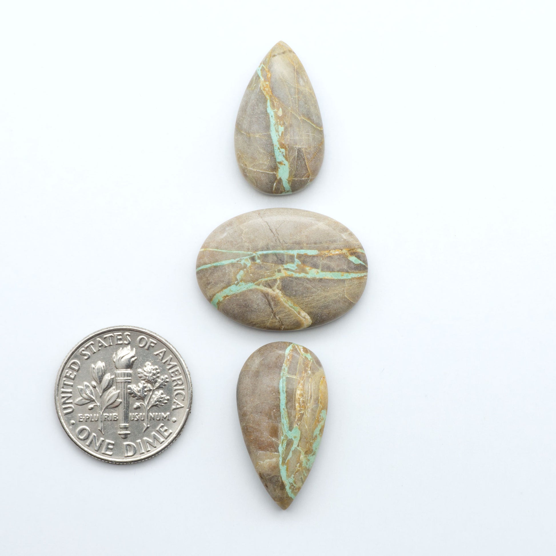 These Crow Springs Ribbon Turquoise Cabochons have a rich color and matrix that are sure to add a unique touch to a variety of jewelry pieces.
