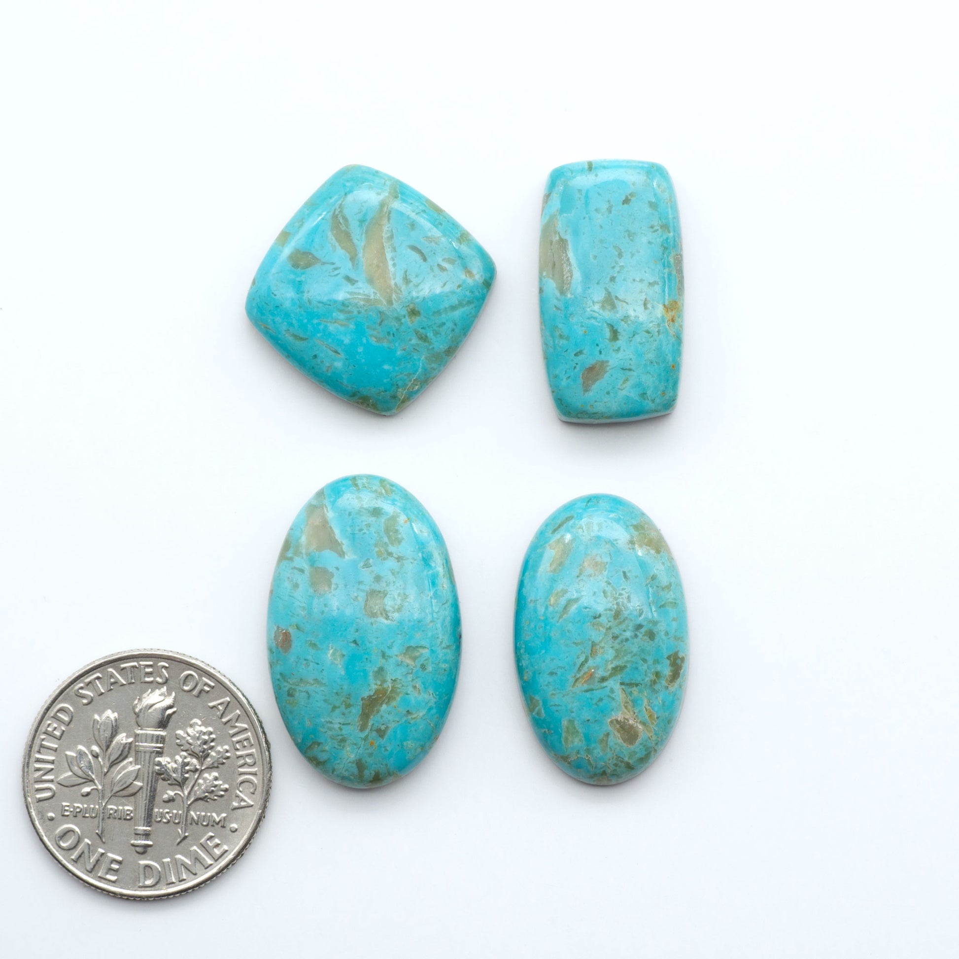 Experience the beauty of Turquoise Mountain Cabochons. With their distinctive blue and green color, these gemstones are perfect for any jewelry piece.