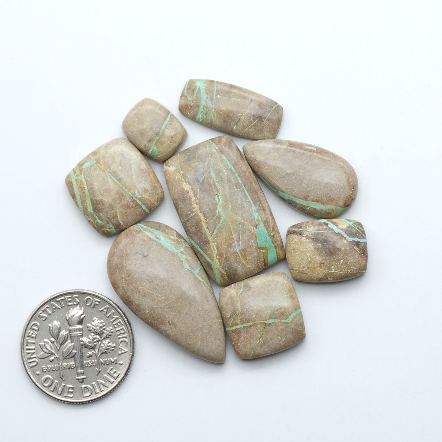These Crow Springs Ribbon Turquoise Cabochons have a rich color and matrix that are sure to add a unique touch to a variety of jewelry pieces.