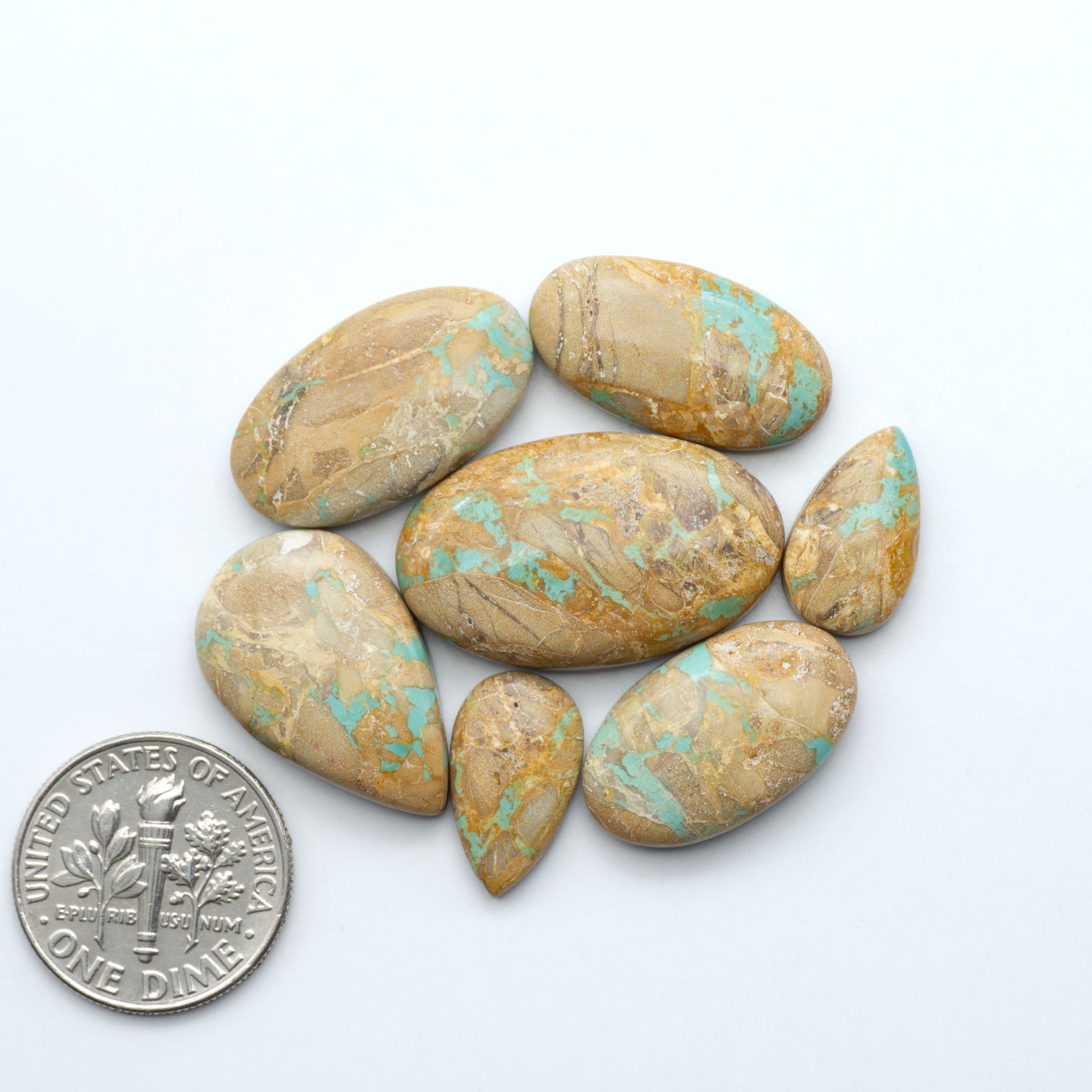 These Crow Springs Ribbon Turquoise Cabochons have a rich color and matrix that are sure to add a unique touch to a variety of jewelry pieces.