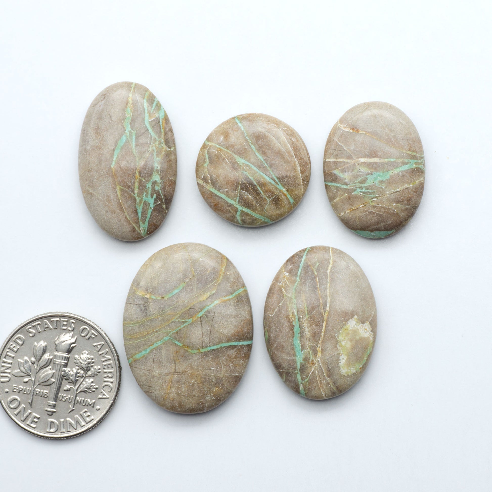These Crow Springs Ribbon Turquoise Cabochons have a rich color and matrix that are sure to add a unique touch to a variety of jewelry pieces.