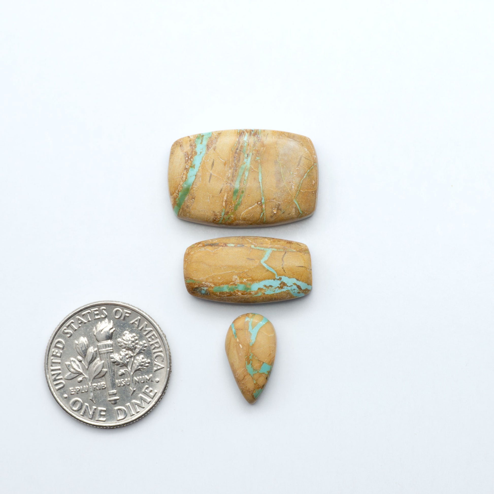 These Crow Springs Ribbon Turquoise Cabochons have a rich color and matrix that are sure to add a unique touch to a variety of jewelry pieces.