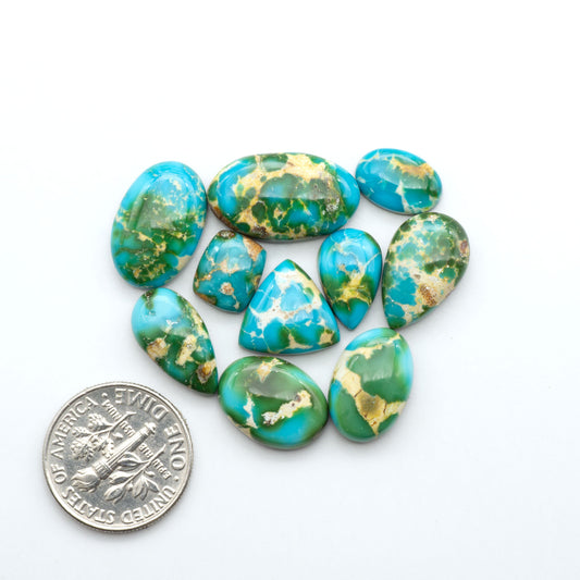Sonoran Mountain Turquoise showcases a stunning blend of blue and green hues and natural patterns that make it a must-have for any jewelry collection.