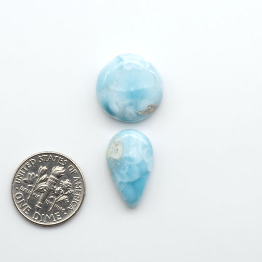 Natural Larimar Stone Cabochons, semi-precious gemstone cabochons cut for jewelry-making and silversmithing by Cutting Edge Turquoise