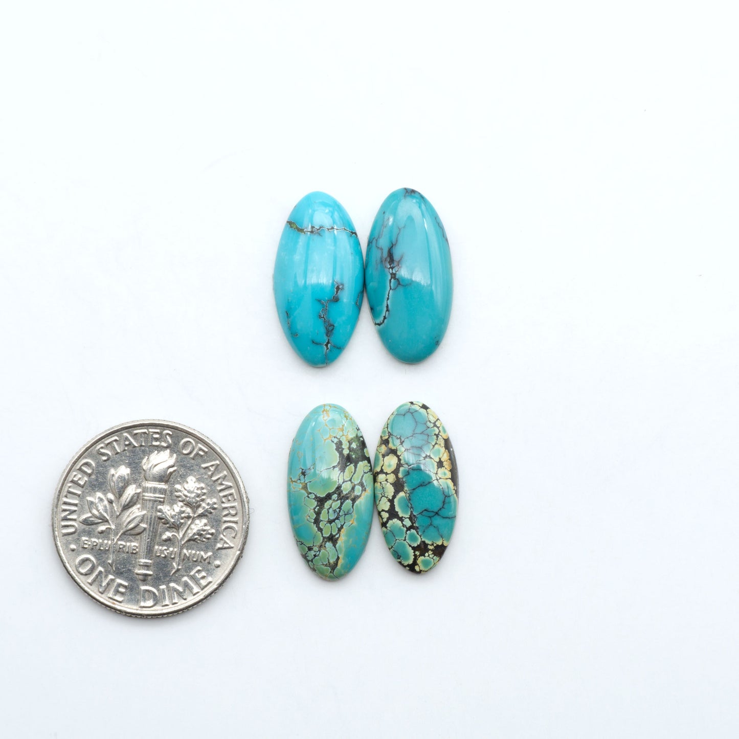 Natural Hubei Cloud Mountain Turquoise Cabochons, semi-precious gemstone cabochons cut for jewelry-making and silversmithing by Cutting Edge Turquoise